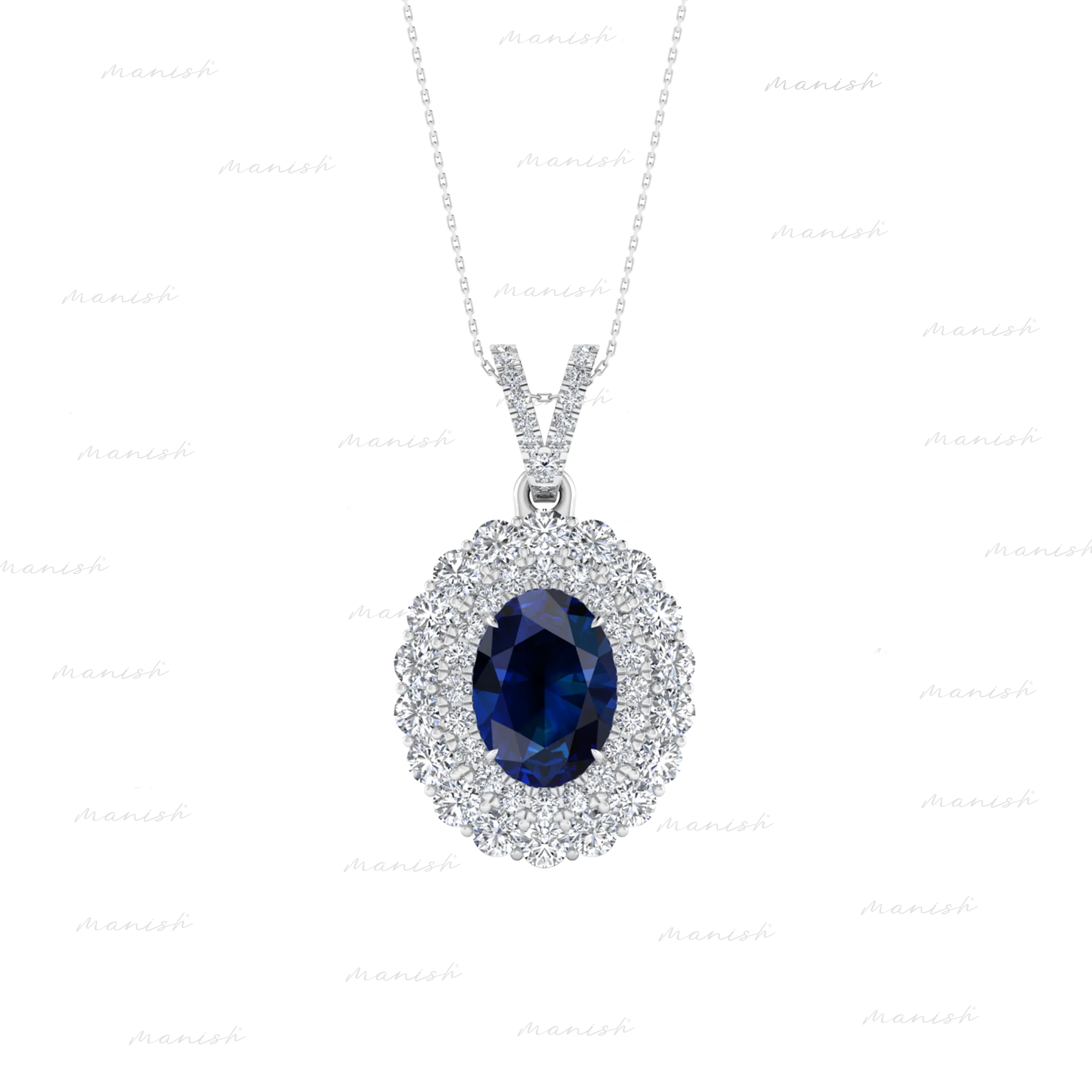 Eilo Diamond and Blue Sapphire Pendant